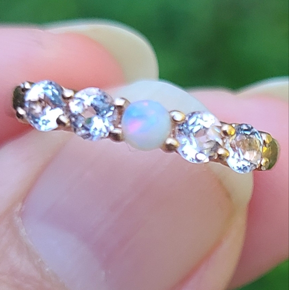 14kt gold morganite opal ring solid rose gold